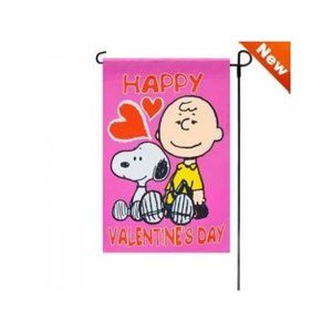 HAPPY VALENTINES DAY SNOOPY PEANUTS GANG Garden Flag Heart Love 12"X18" 10447NIP